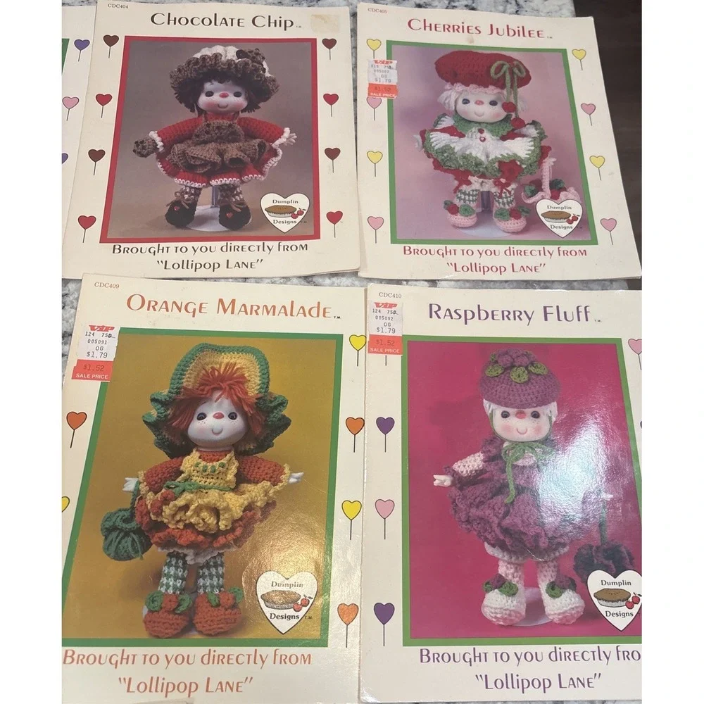 Vintage Dumpling‎ Designs Lollipop Lane Crochet Doll Patterns Full Set Of 12